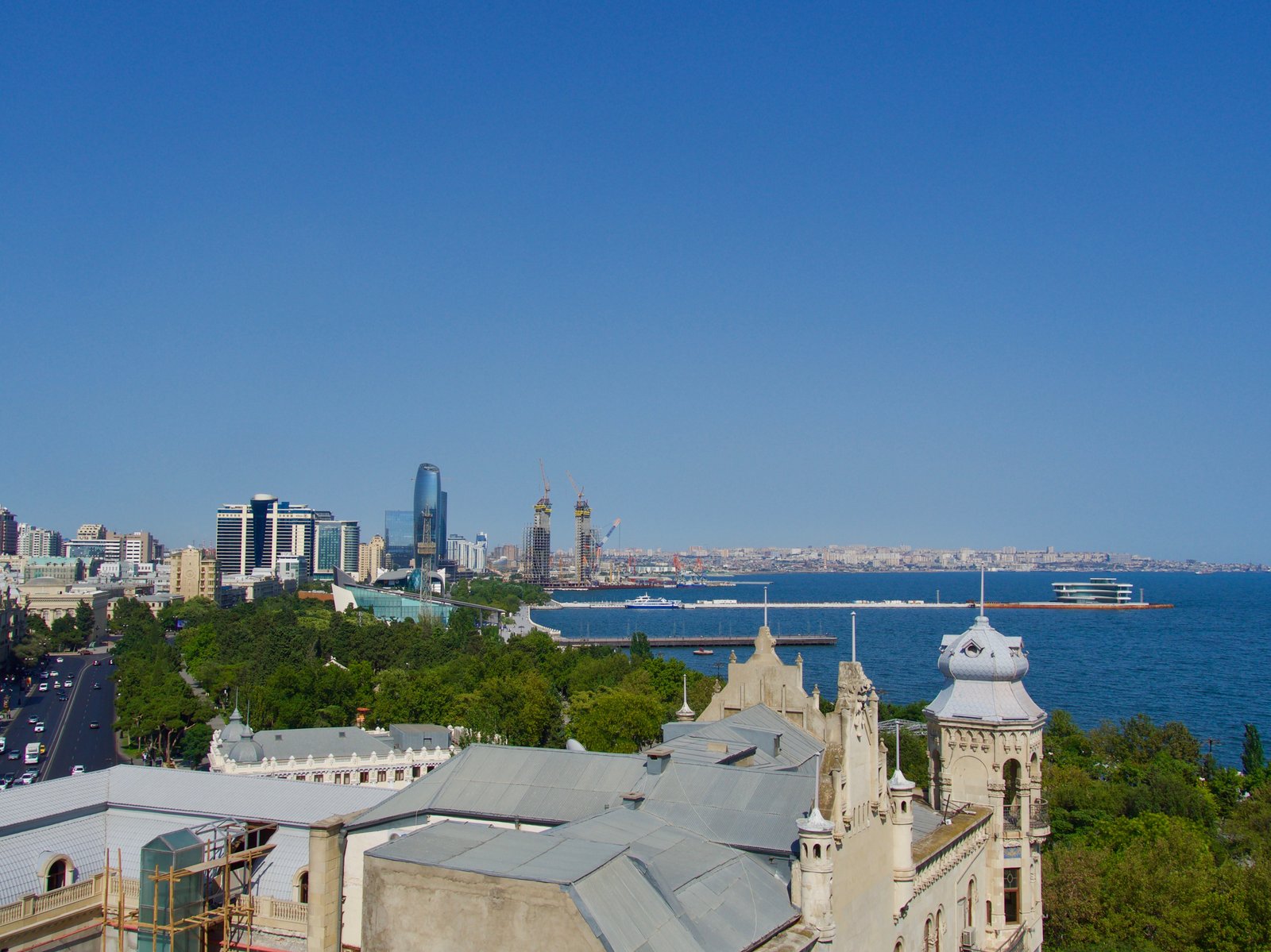Baku city skyline with the Flame Towers, destination for Bangladeshi students applying for an Azerbaijan student visa