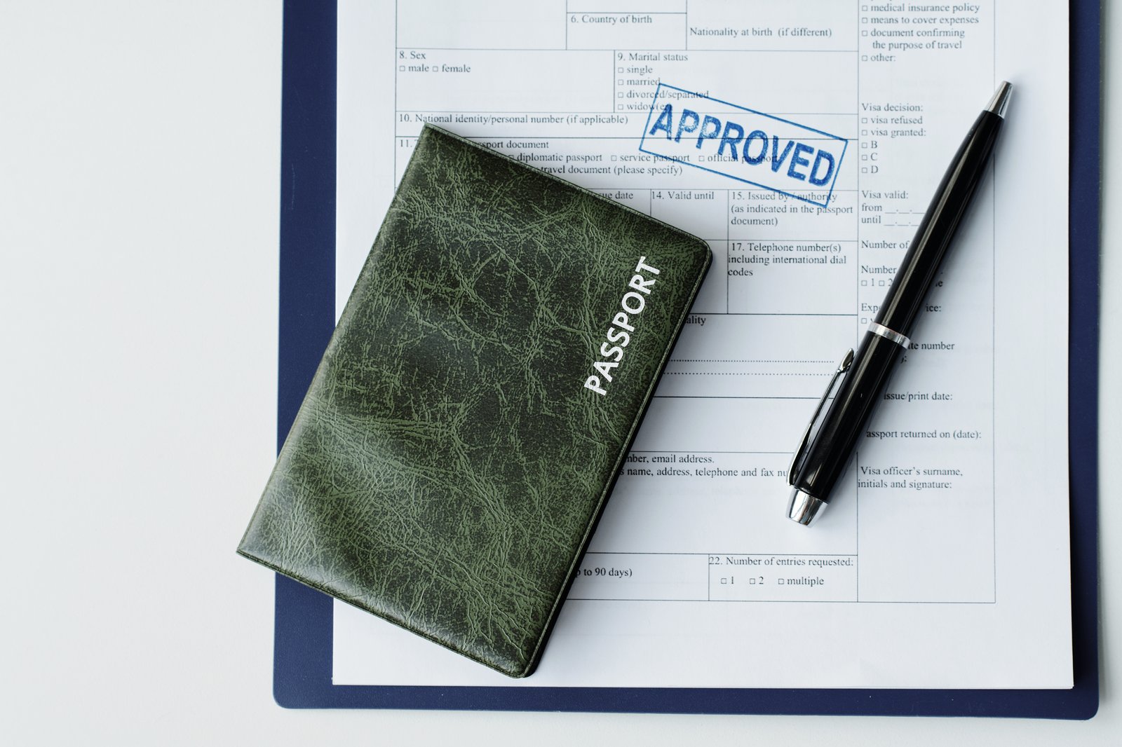 Approved passport application form with stamp — Italy student visa process step by step