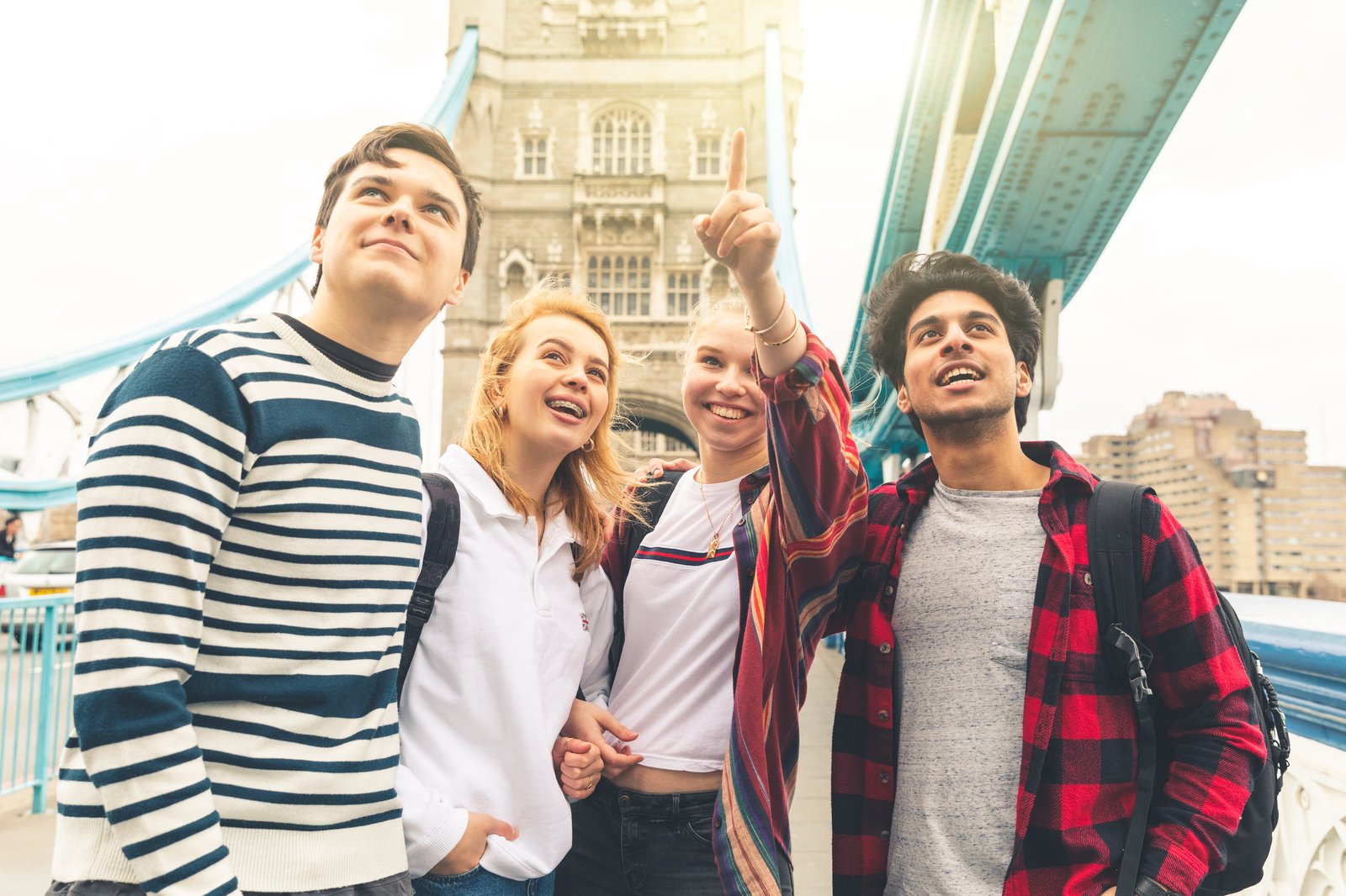 Bangladeshi and international students on Tower Bridge in London after getting UK student visas